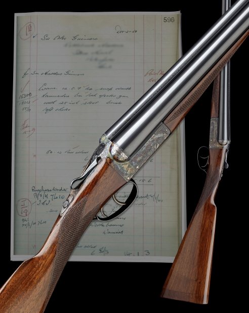 Holt’s Auctioneers is selling a 12-bore boxlock ejector shotgun sold by top London gunmaker William Evans in 1959, which was ordered by the late actor Sir Alec Guinness for his son Matthew.