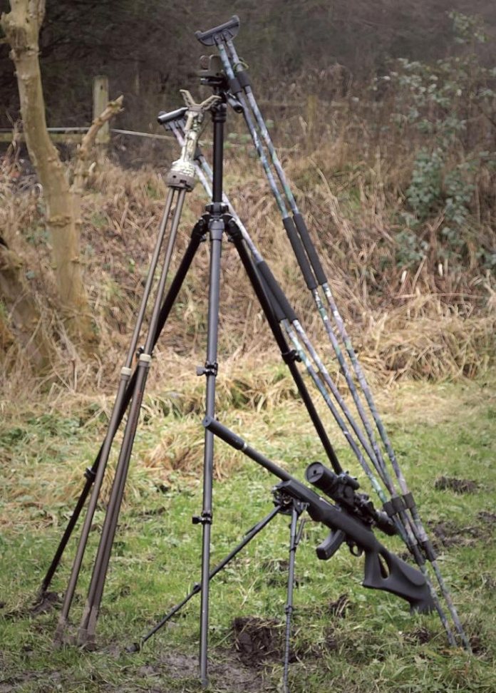 Short TRIPOD TRIGGER STICK Gun Rest Deer Rifle Stalking,Hunting Fox shoot 
