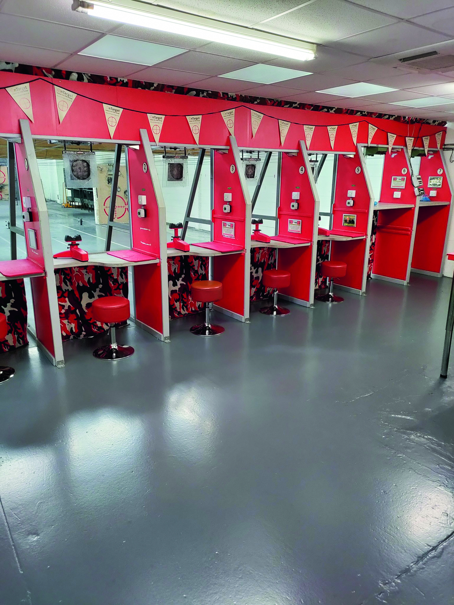The well-equipped indoor shooting facility at OnTarget Range in Northampton.
