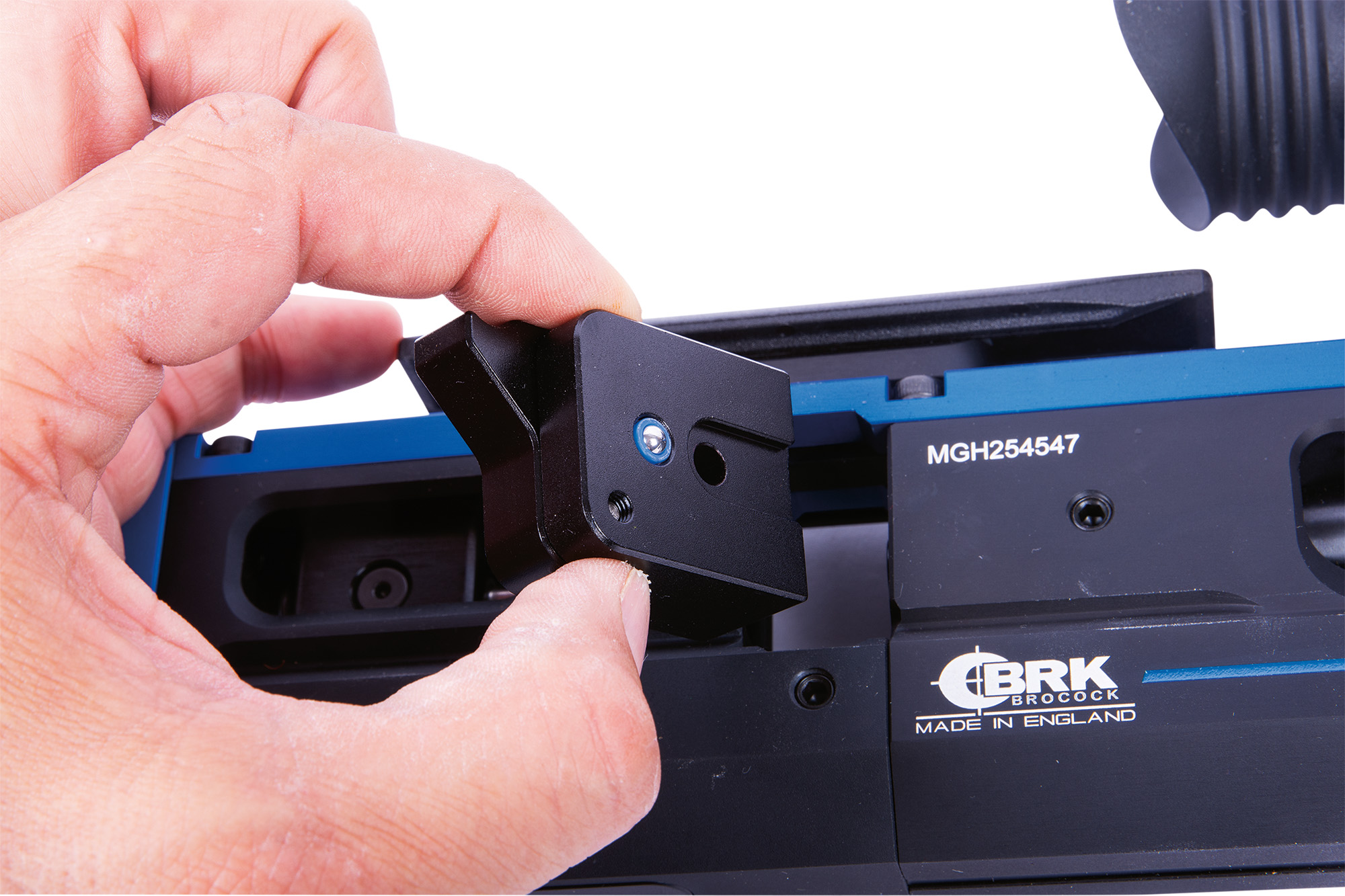 The multi-shot magazine secured in the BRK Ghost SE by magnets.