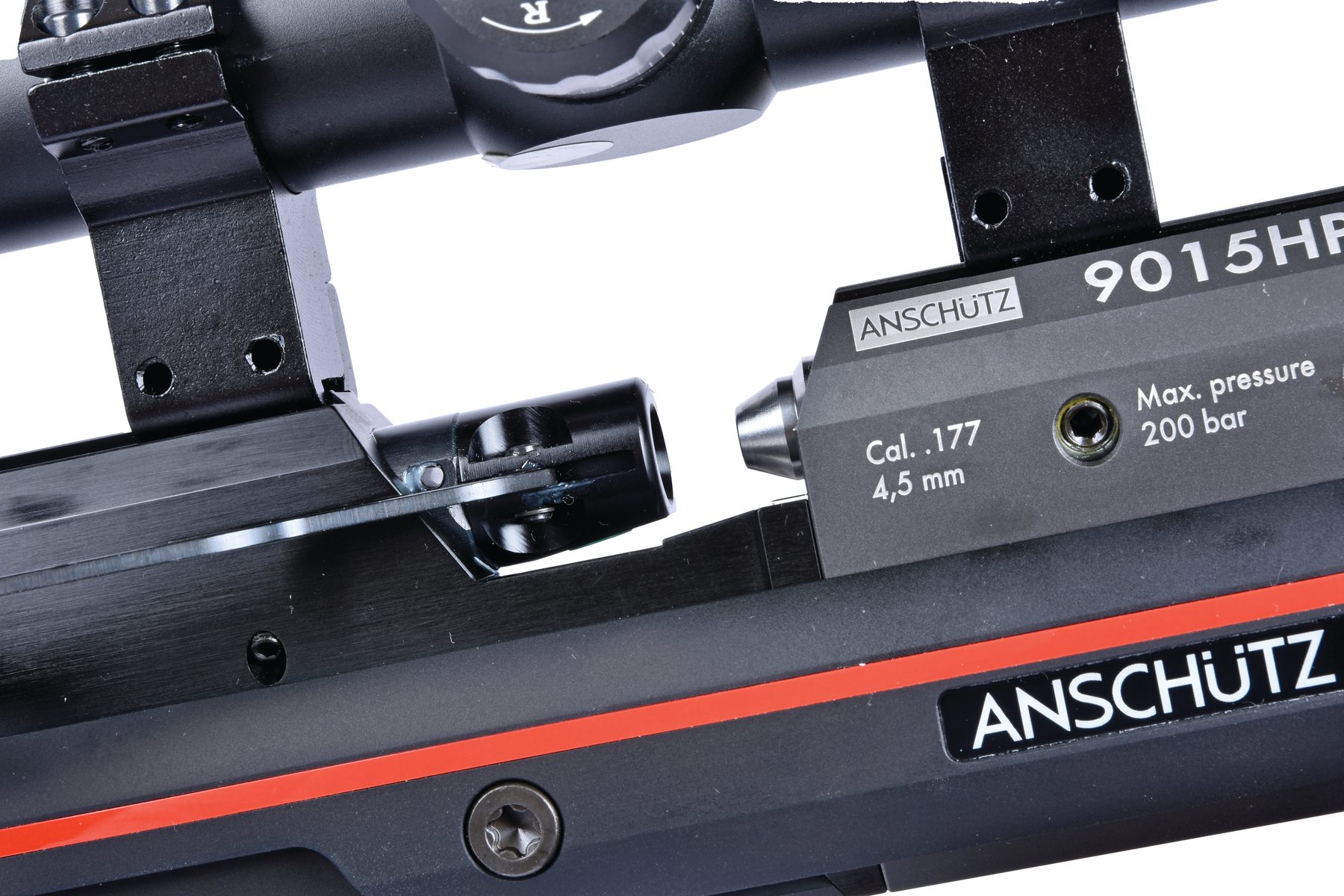 The sidelever and open pellet port on the Anschütz 9015 action