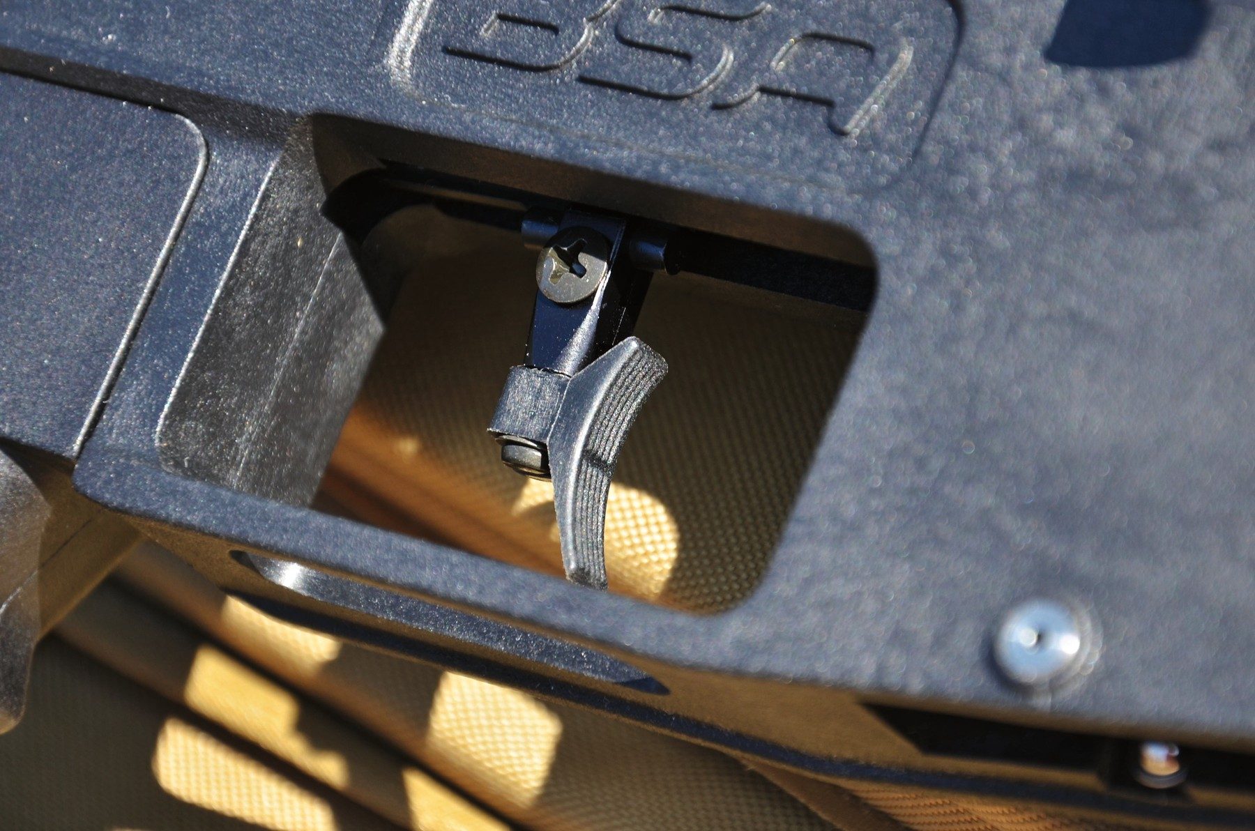 The two-stage adjustable trigger and adjustable shoe fitted to the BSA XT-SL