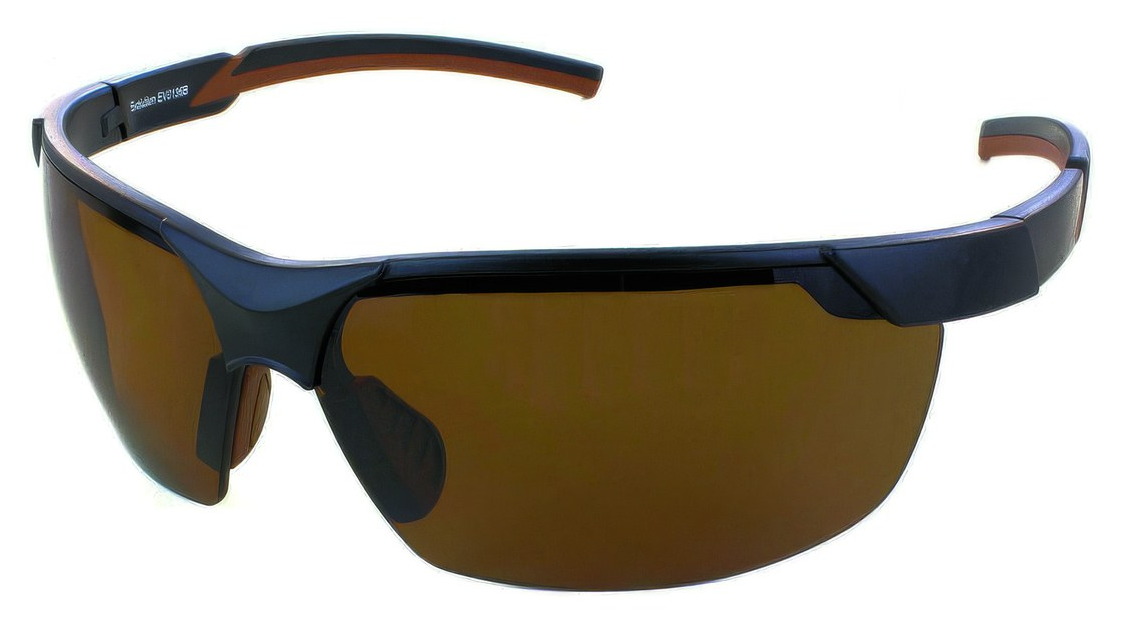 Evolution Carmel shooting sunglasses with matte black frames and brown polarised lenses