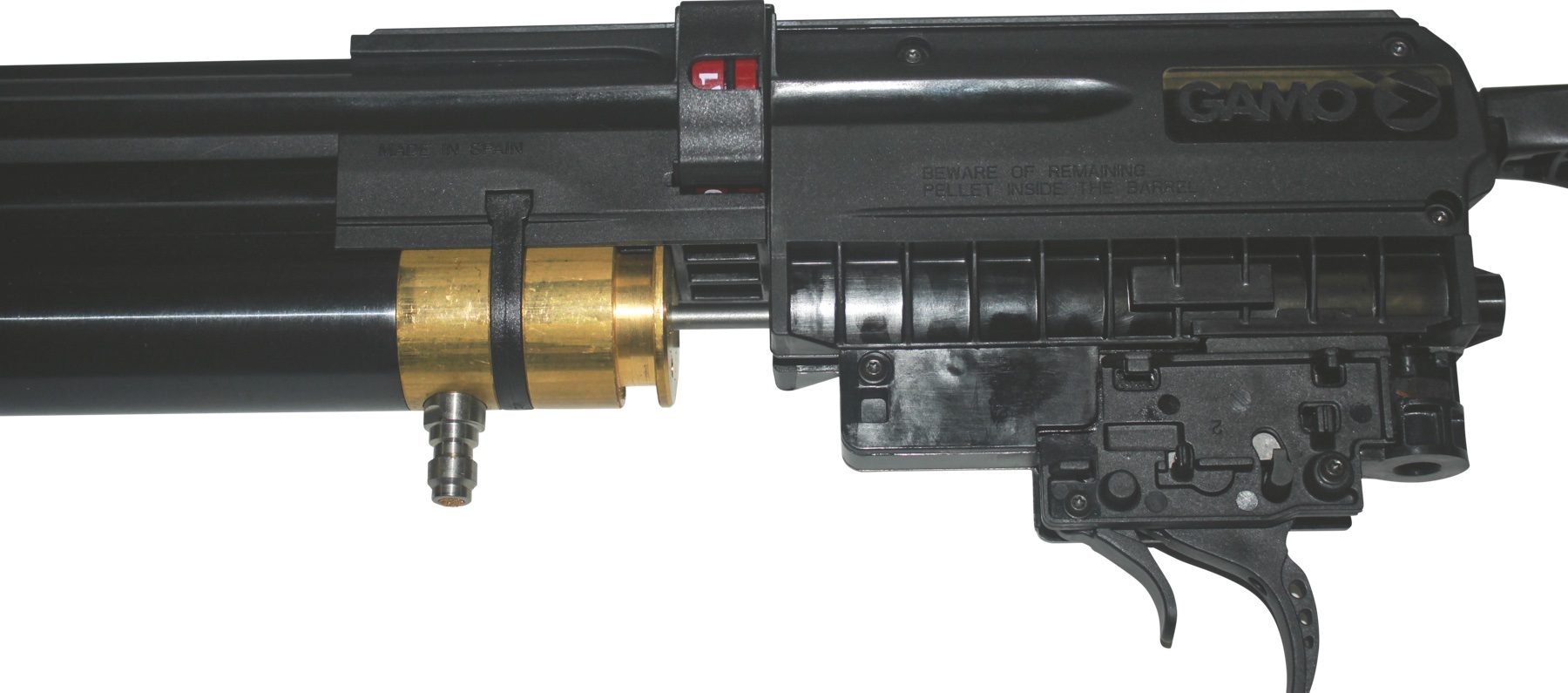 Gamo Riser Punisher internal parts with the stock removed