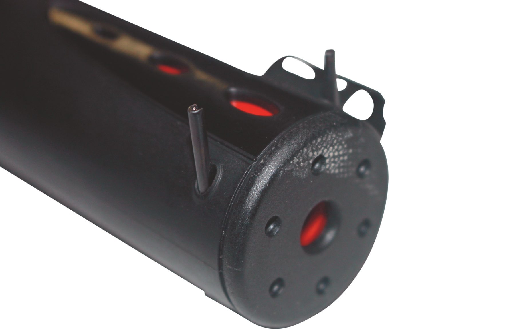 Roll pins securing the Gamo Riser Punisher moderator end cap