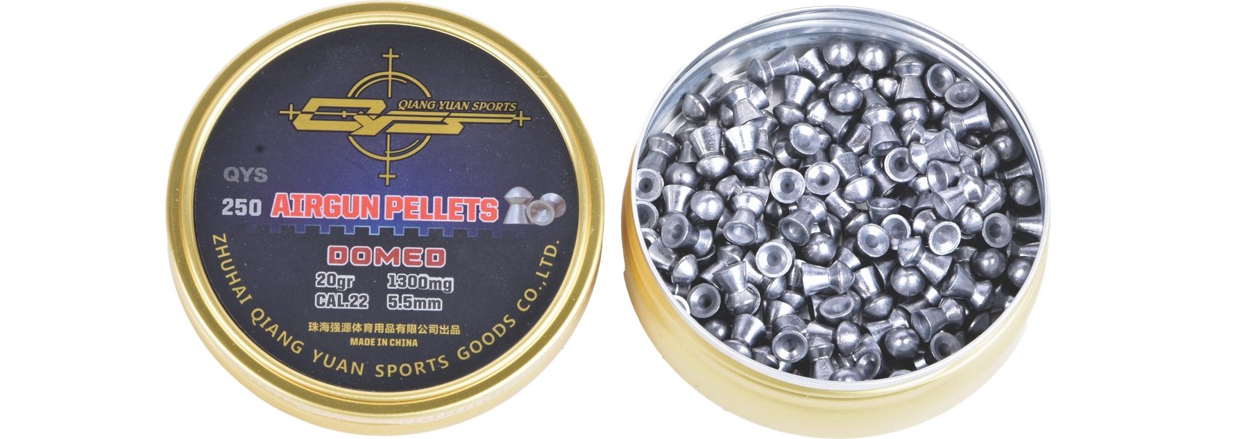 Tin of QYS 20gr .22 Domed airgun pellets