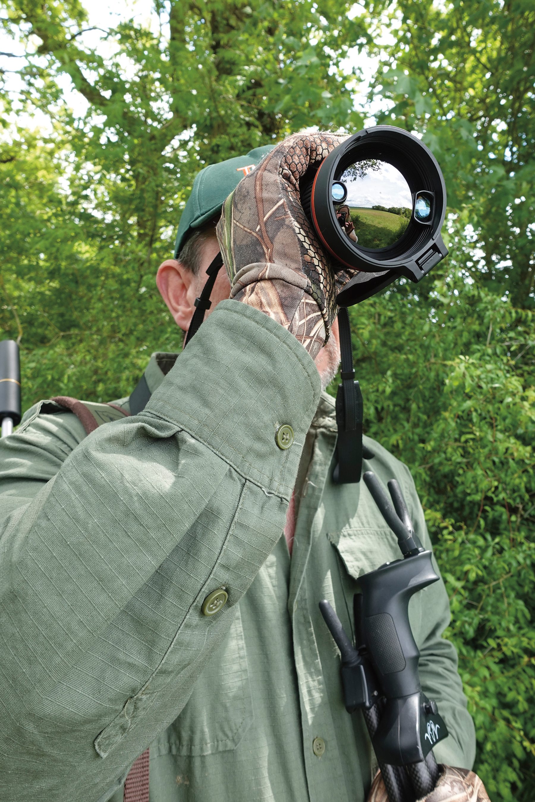 Rear view of the ThermTec Wild 650 DL PRO showing the dual objective lenses and integrated rangefinder