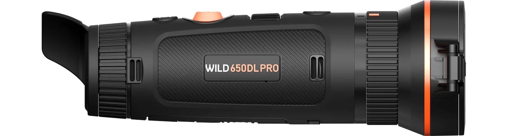 Side profile of the ThermTec Wild 650 DL PRO thermal monocular