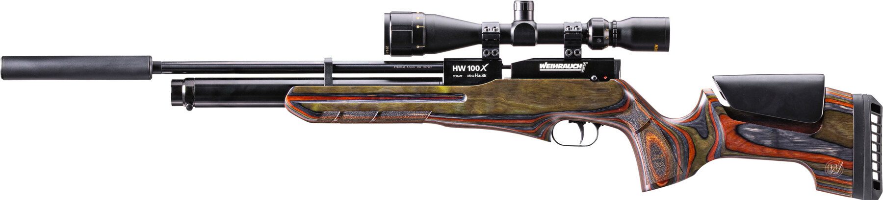 Weihrauch HW100 X regulated PCP air rifle with aluminium cylinder