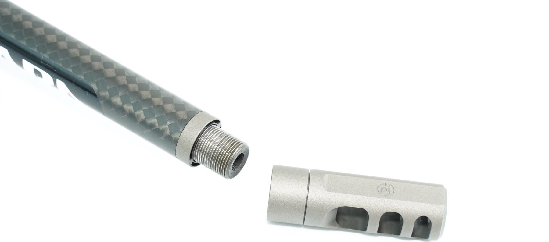 Bergara CIMA Pro carbon barrel muzzle with the muzzle brake removed